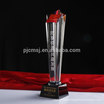 Wholesale new arrival crystal face five-pointed star trophy with black base